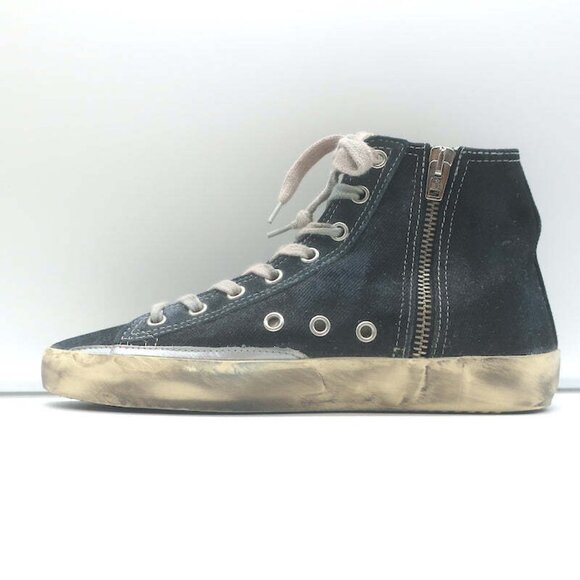 Golden Goose Francy Canvas High Top Sneakers Black with Silver Star Size 36 - Picture 6 of 10